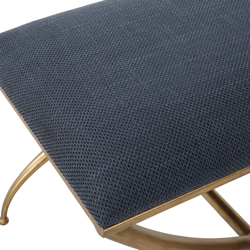 Chamberlain Polyester Blend Upholstered Bench, Navy