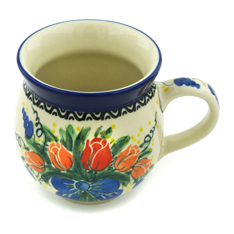 Tasse à bulles en grès poli 12 oz - Bouquet de tulipes