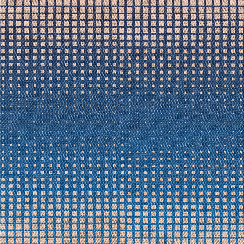 Tapis bleu/crème à motifs, Carré 5 pi
