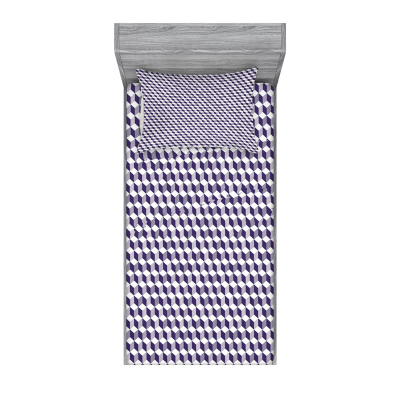 Microfiber Geometric Sheet Set, Twin XL Sheet Set + Fitted Sheet + 2 Pillowcases