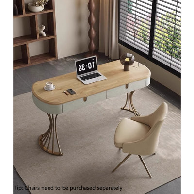 Luxury Minimalist Office Desk with Metal Legs