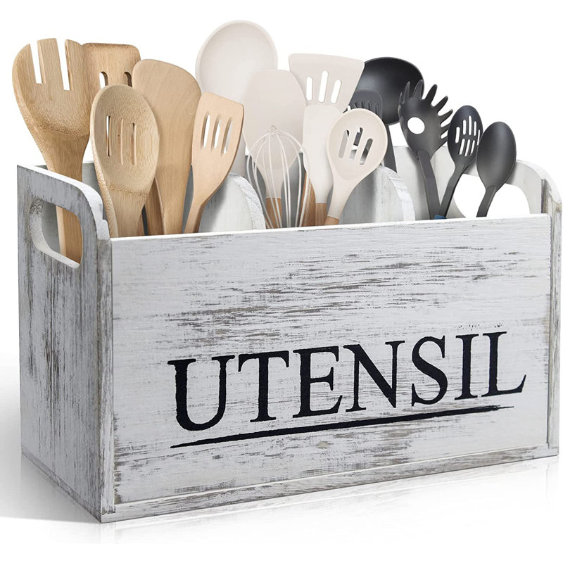 Wood Rectangle Flatware Caddy