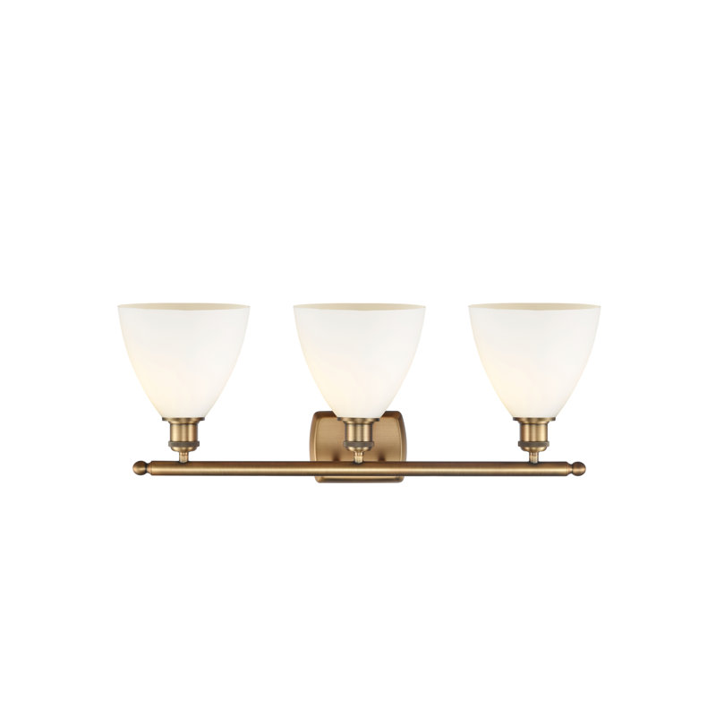 Éclairage pour meuble-lavabo 3 lumières Shauna, Blanc mat, Incandescente, Laiton brossé