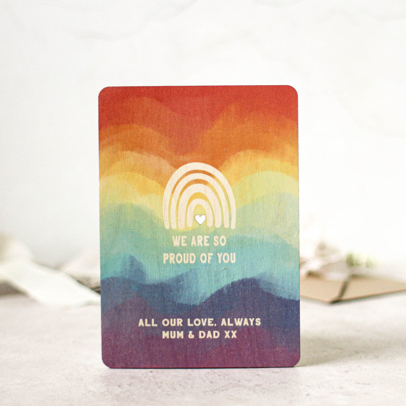 Jessie-May Personalised Lgbtq Card In Wood, Yes