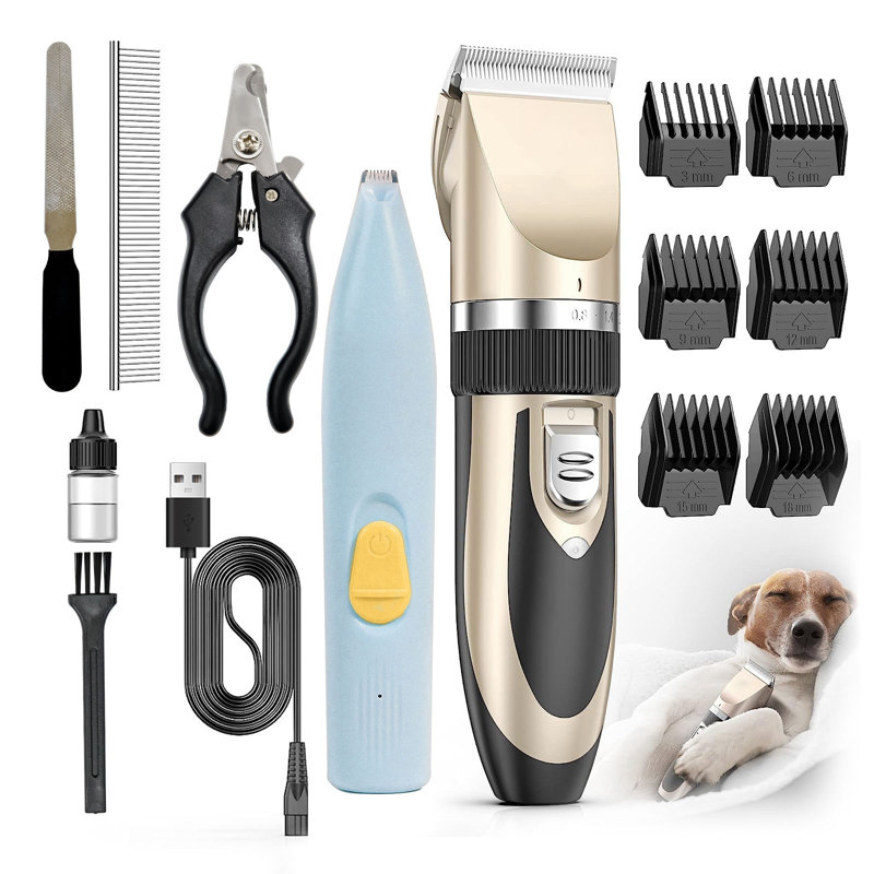 Fido Fave Low Noise Rechargeable Cordless Electric Quiet Pet Hair Clippers & Paw Trimmer Set