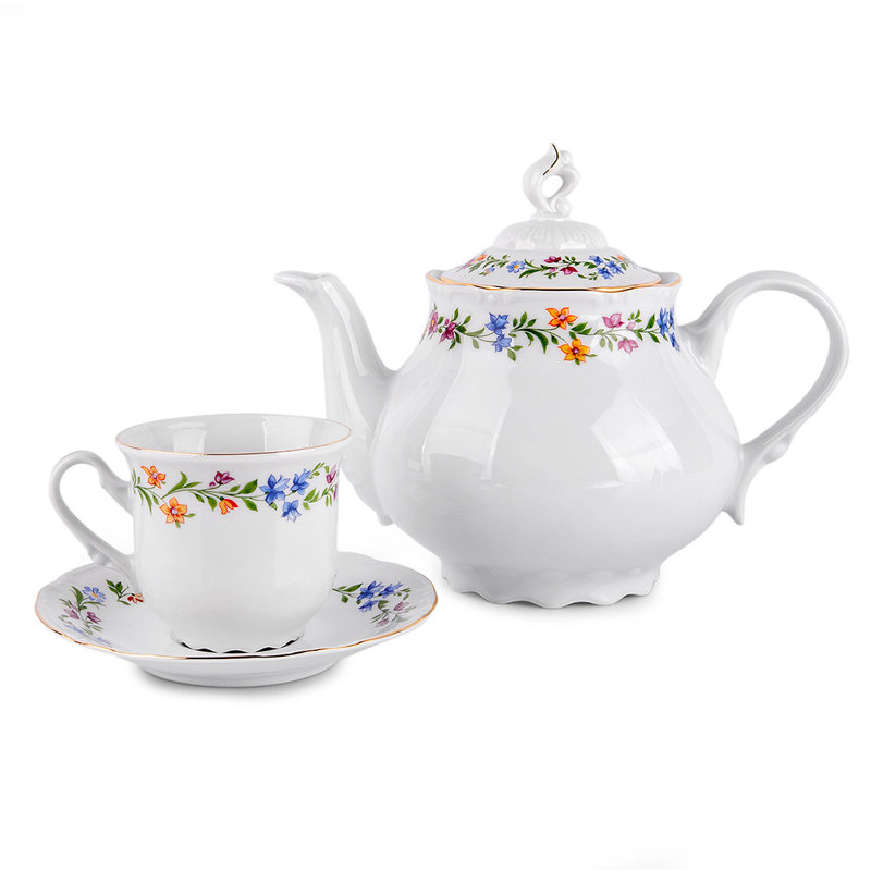Théière bohémienne fleurs sauvages