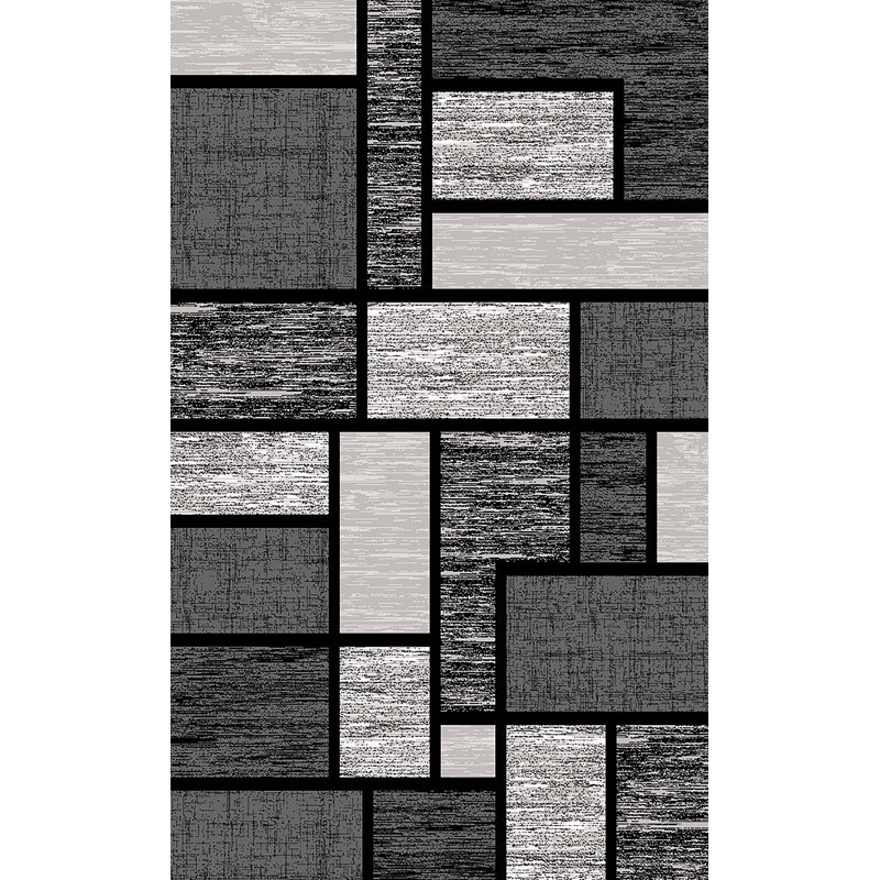 Tapis abstrait gris Mccampbell, Rectangle 5 pi x 8 pi