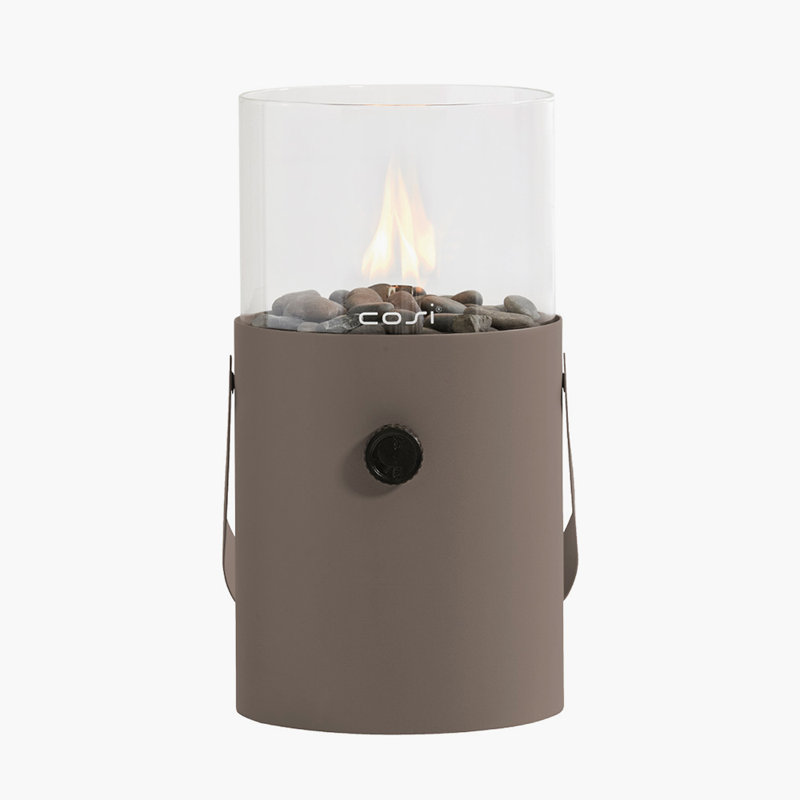 Himanshu Metal Propane Outdoor Tabletop Fireplace with Flame Guard, Clay Brown