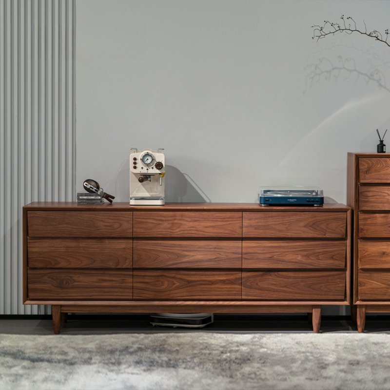 Commode d'appoint style rétro en noyer noir