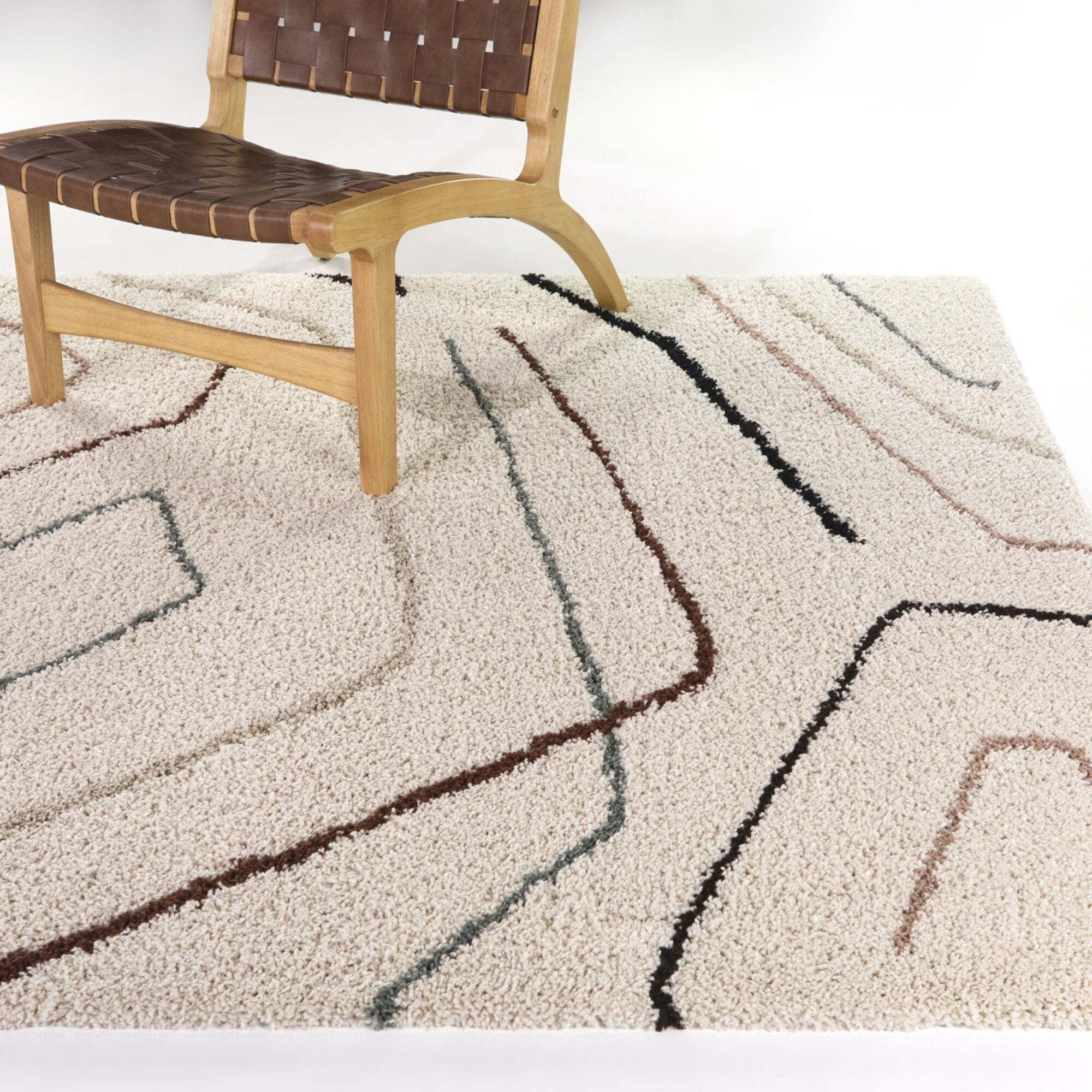 Rackley Cream Abstract Modern Area Rug, Rectangle 7'10.5" x 10'0.1"