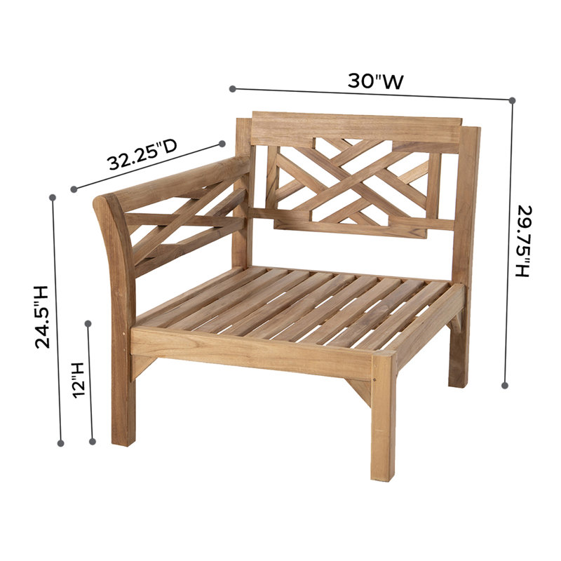 Kendrica Outdoor Teak One Arm Lounge Chair, White