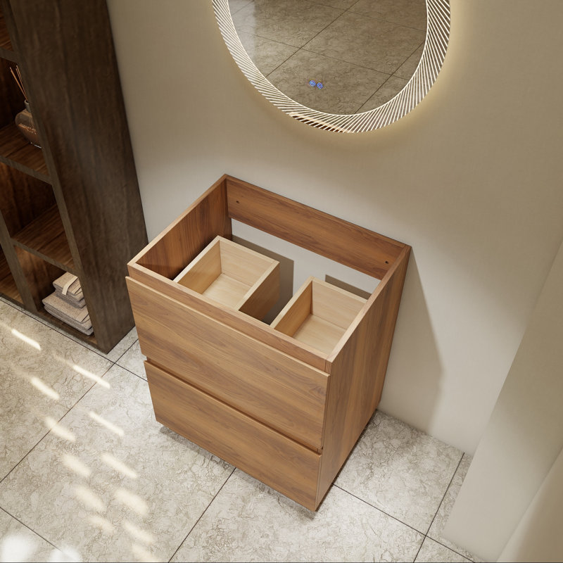 Base de meuble-lavabo 24 po avec tiroirs 24 po, Brun