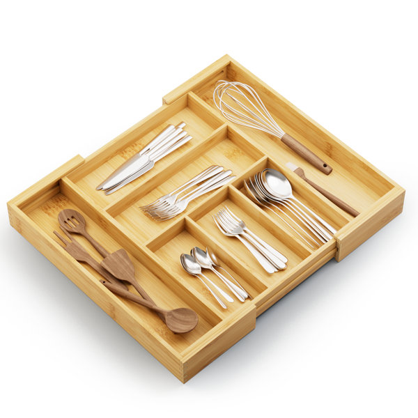 Kitchen Bamboo Silverware Organizer- 5 Compartments - Bamboo Drawer Or –  TreeLen