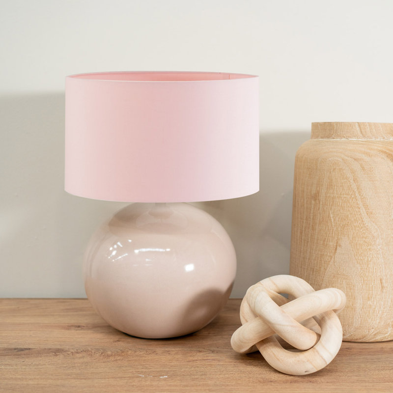 Motes Ceramic Table Lamp, Pink, Yes, Cream