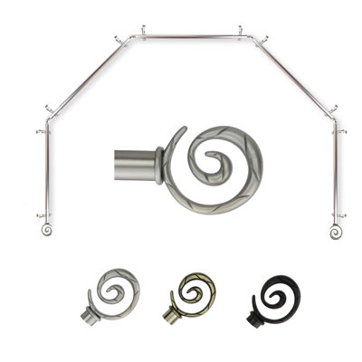 Hebbville Adjustable 0.81" Bay Window Single Curtain Rod