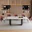 Ensemble de table de salle à manger 9 pièces avec table de salle à manger extensible en pierre frittée de 63 à 94,5 po avec 8 chaises rembourrées en cuir Fuax-509246080-509246081