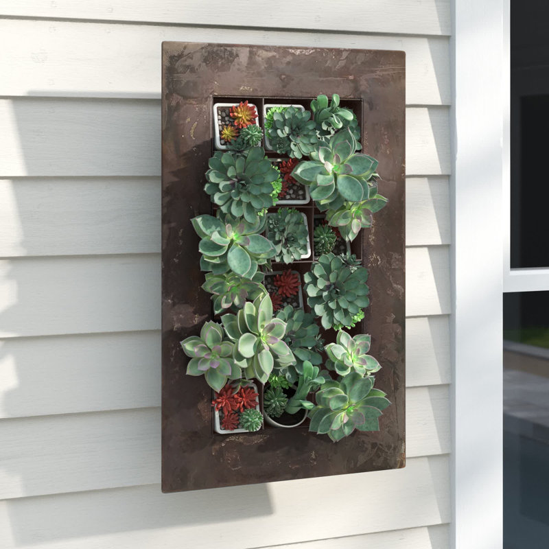 Willamette Metal Wall Planter, Rust Zinc, 28.5" H x 14.2" W x 3.63" D