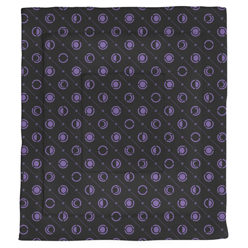 Édredon simple réversible en microfibre à deux couleurs Moon phases, Édredon grand, Mauve/gris anthracite