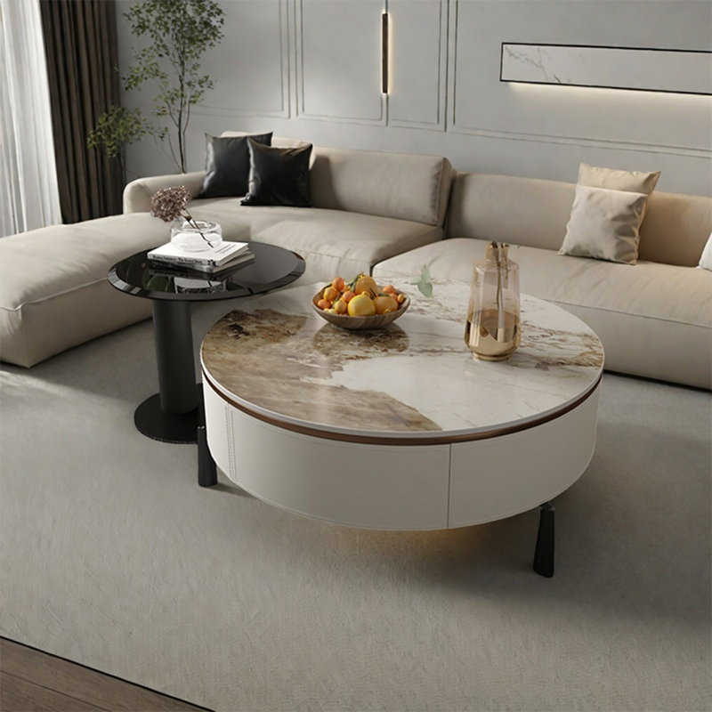 Table basse ronde, H 13,8 po x L 31,5 po x l 31,5 po, Brun