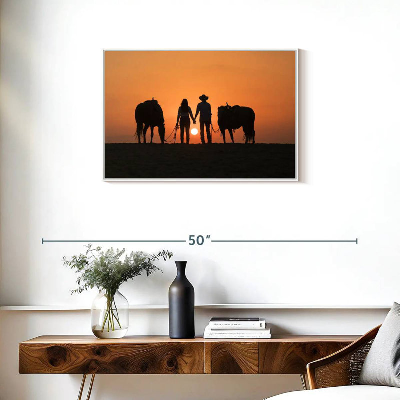 Cowboy Couple, Floating Frame White, 31" X 21"