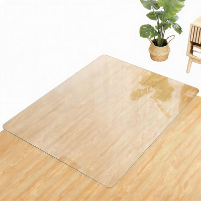 Tapis de chaise de bureau en verre trempé de 60 po, tapis de sol en verre transparent de 0,2 po d'épaisseur avec coins ronds et bords polis, capacité de 1000 lb, résistant aux égratignures