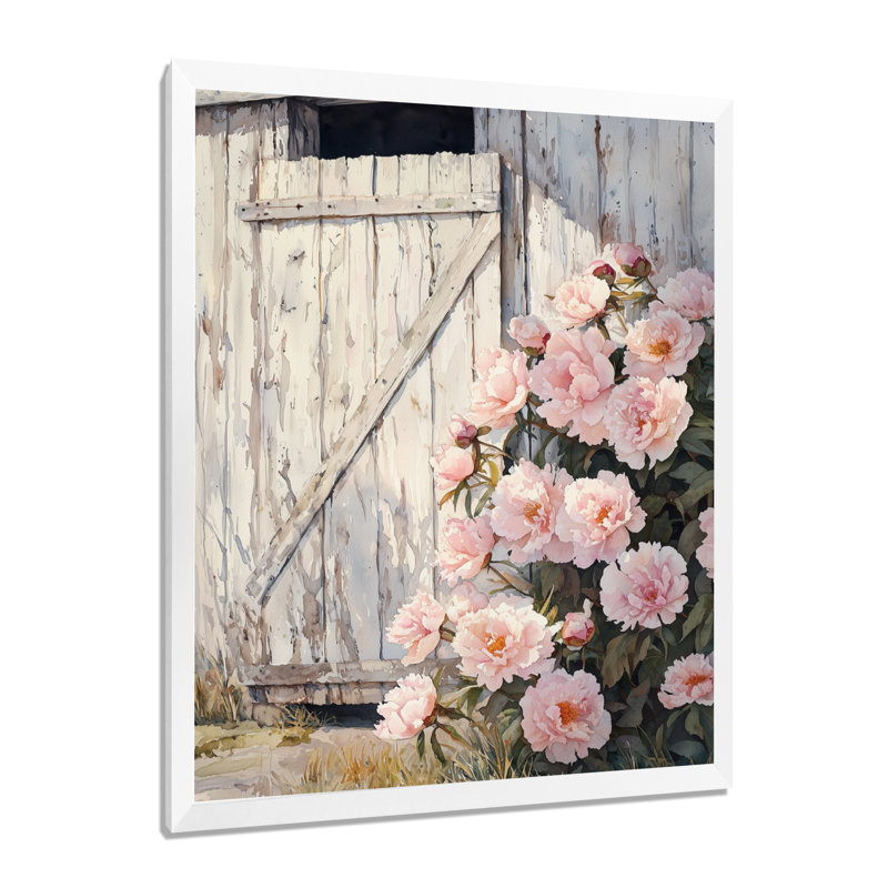 Catarina - Floral Canvas Wall Art, H 32 po x l 16 po, Avec cadre, Blanc