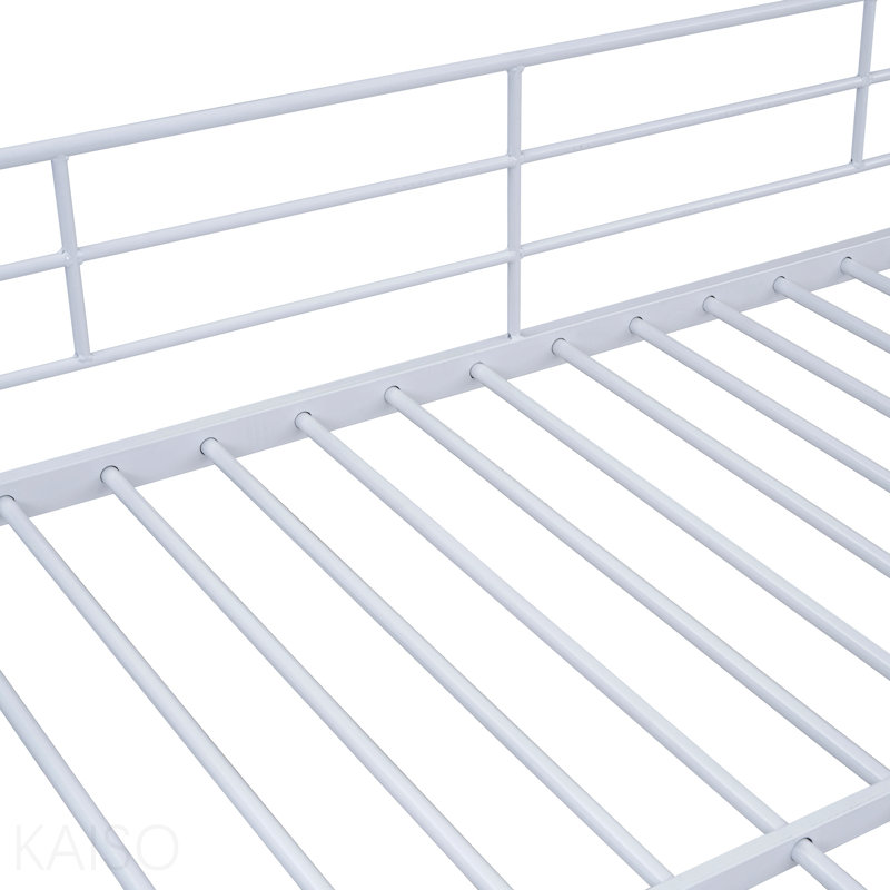 Lit superposé simple en métal avec échelle de rangement latérale et garde-robe, blanc