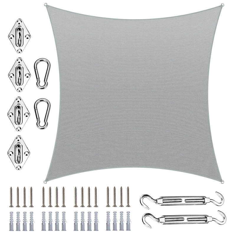 Toile d'ombrage carrée Royal Shade avec quincaillerie, gris, 14 pi x 14 pi