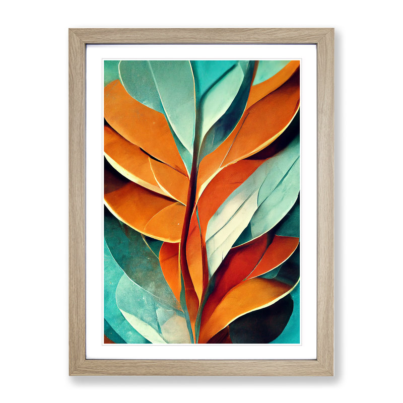 Abstract Leaf Art No.5 - Print, Oak Framed, 66cm H x 48cm W, No Matte