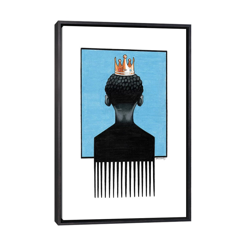 « Little Prince Afropick » par Manasseh Johnson-impression, Pas de tapis, Toile avec cadre noir patiné