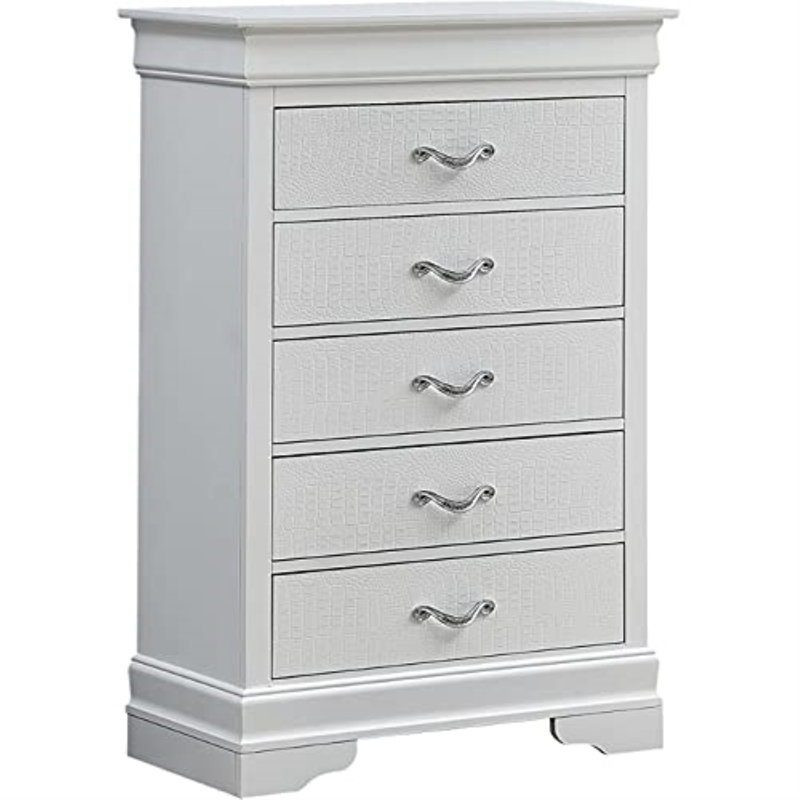Eduardo 5 Drawer Chest, Pearl White