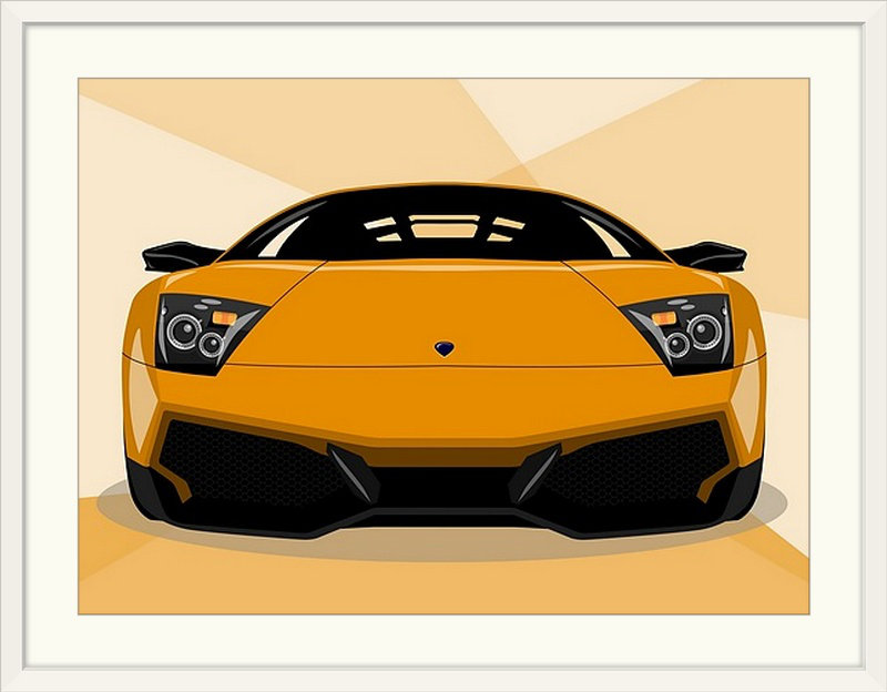 «Lamborghini Murcielago LP670» par Francy, impression, H 35 po x l 44 po x P 1 po, Cadre blanc