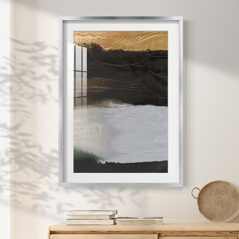 Plaine de bord de mer embelli I - impression encadrée, H 25,5 po x l 17,5 po, Argent argent