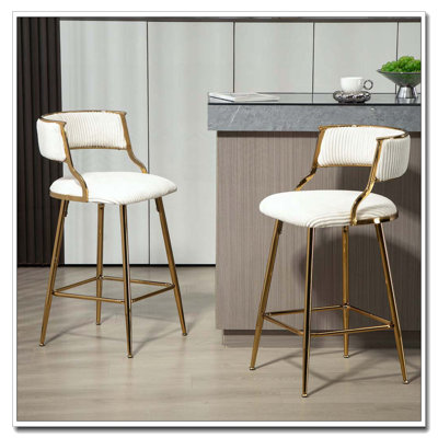 Tabourets de bar en velours côtelé