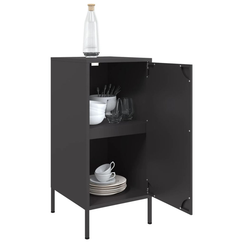 Amielle Steel Accent Cabinet, Black