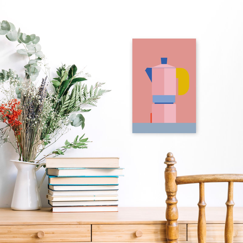 Art mural abstrait rose et coloré, art contemporain, H 18 po x l 12 po