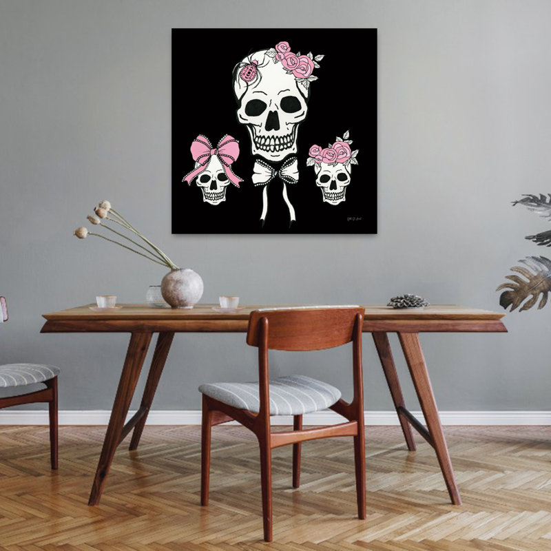 Coquette Skulls, art contemporain, H 32 po x l 32 po