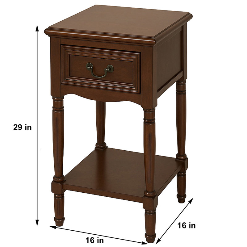 Liscomb 29" H Side Accent Table Nightstand, Dark Brown