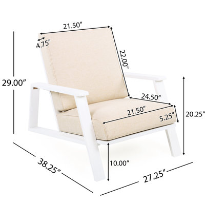Chaise de patio blanche en bois avec coussin beige - et élégante pour la détente au bord de la piscine