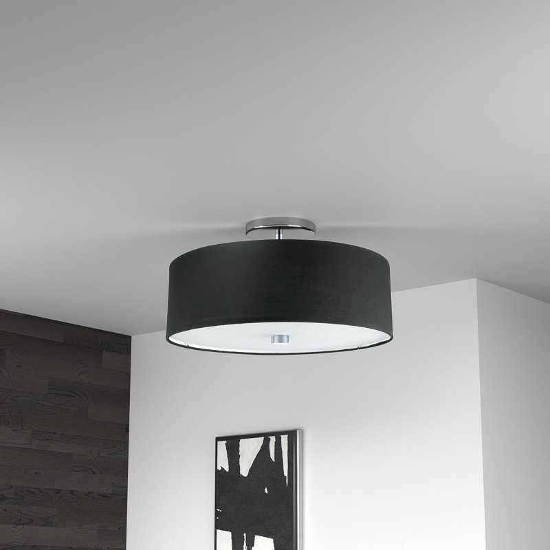 Akyiah Fabric Semi Flush Mount, Black