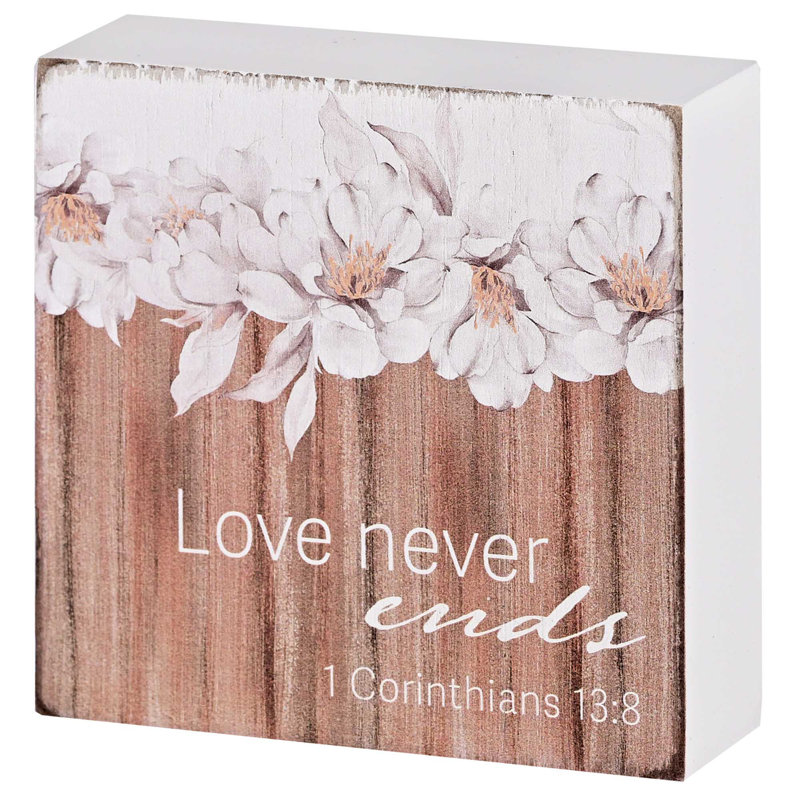 Plaque de table «Love Never Ends» 3 x 3
