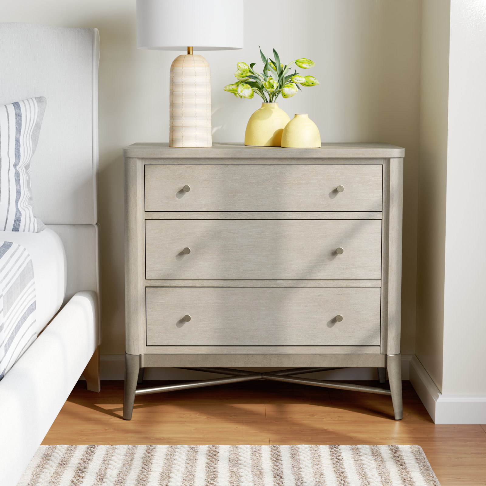 Regan 3-Drawer Nightstand, Champagne