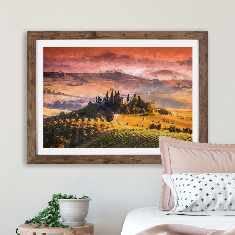 View over Tuscany in Italy - Framed Print, Walnut, 45cm H x 63cm W x 2cm D