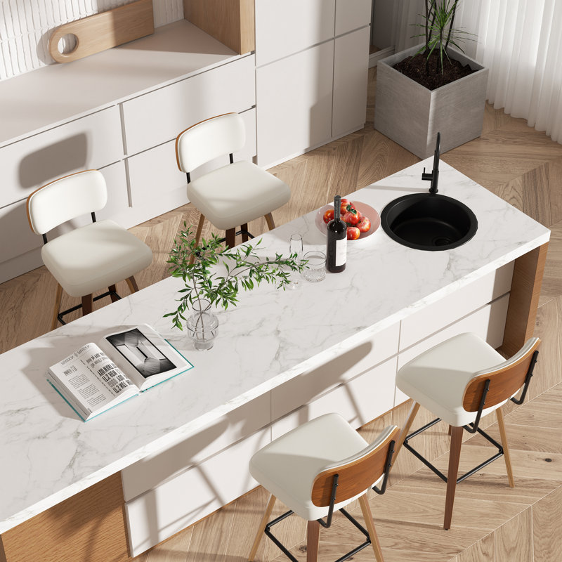 Tabouret pivotant rembourré à hauteur de bar, 4, Beige
