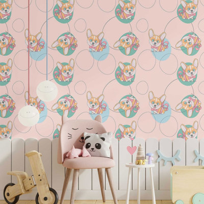Papier peint auto-adhésif 96 "L x 24" Child01 Corgi N014038