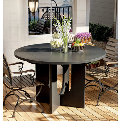 47.2" Black Woodgrain Patio Folding Dining Table