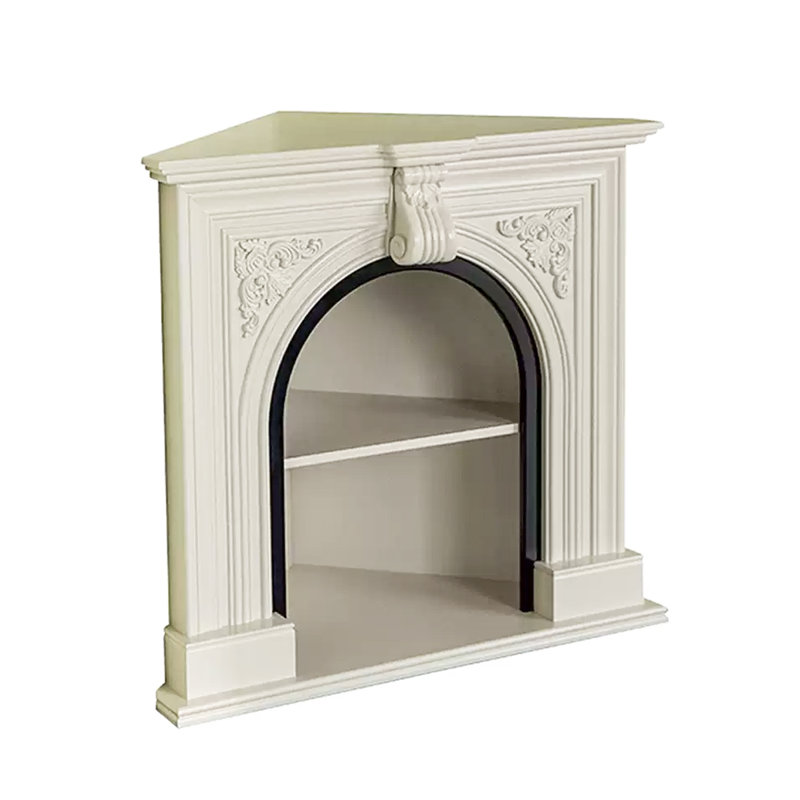 French - style Corner Triangular Fireplace Decorative Cabinet, 39.37" H x 33.46" W x 23.62" D