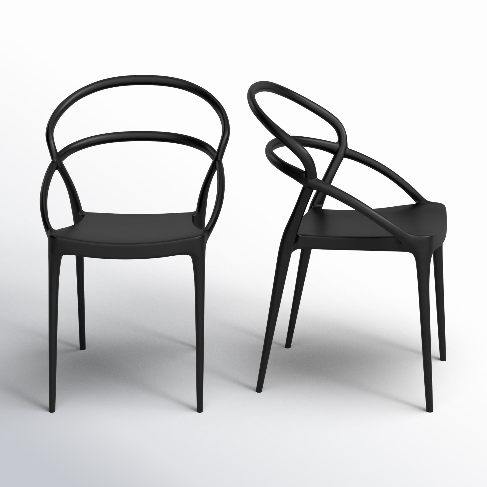 Farrah Stackable Patio Armchair, Black