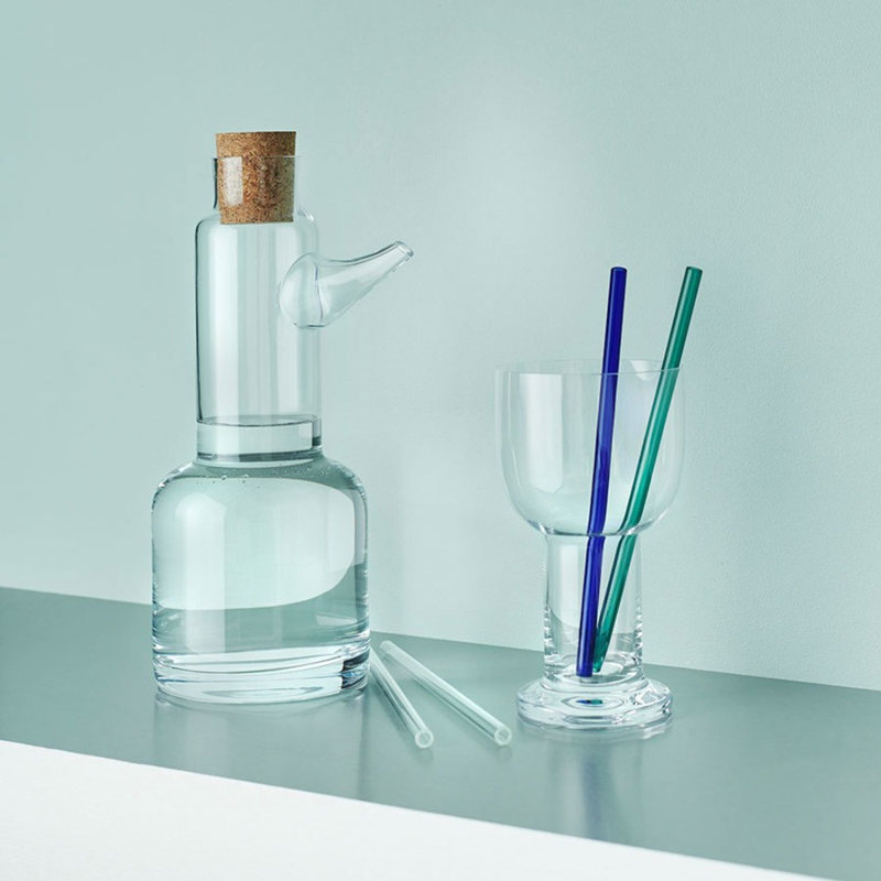 Pailles en verre réutilisables avec paille Kosta Boda, Transparent