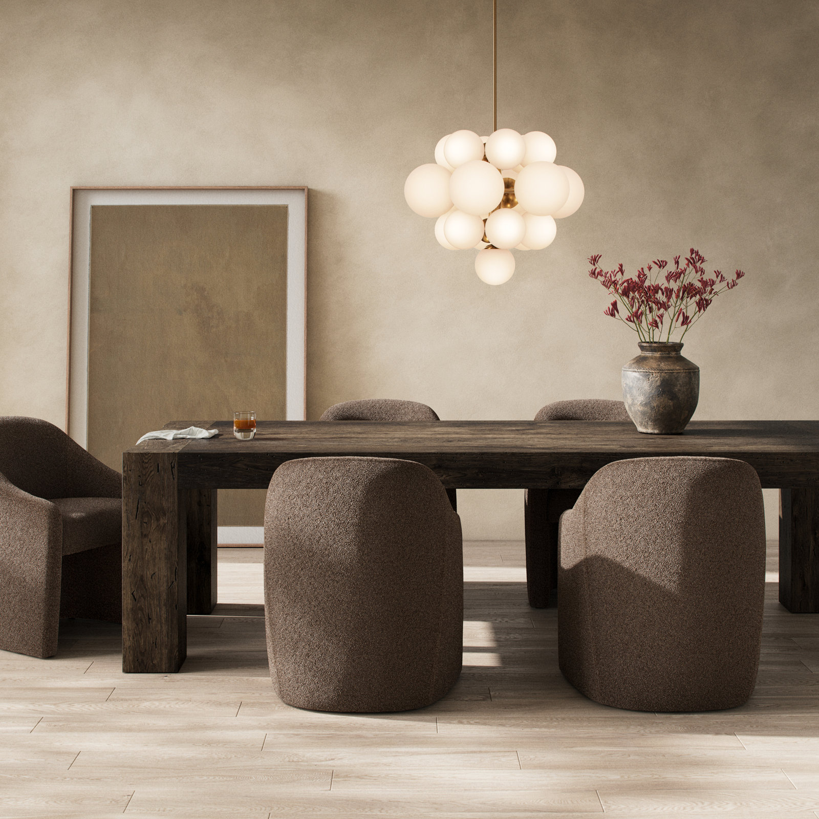 Lockney 108'' Dining Table, Ebony Rustic Wormwood Oak, 30'' H x 108'' W x 43'' D